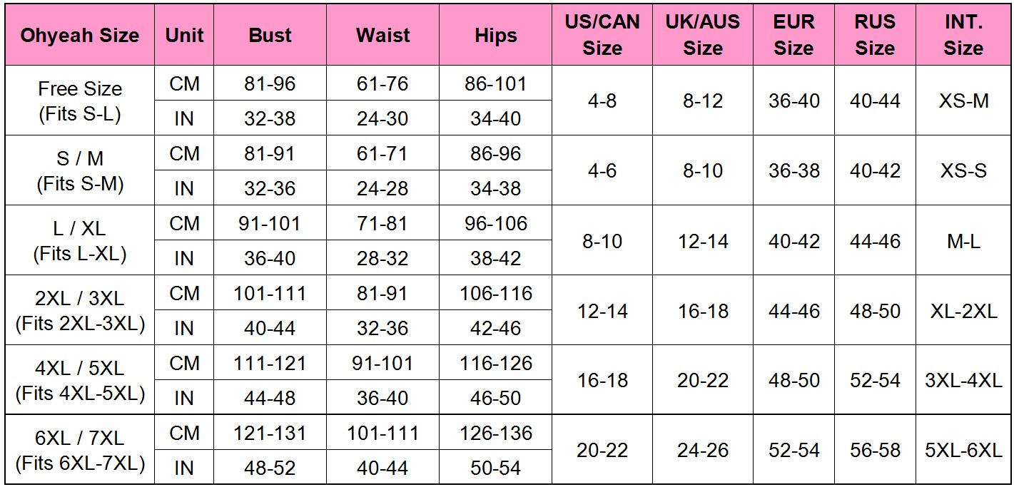 Size Chart L Xl