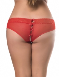 Sexy Holiday Peek A Boo Back Mesh Crotchless Valentines Panty