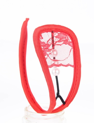 Red Sexy Lace pearl  C String For Women