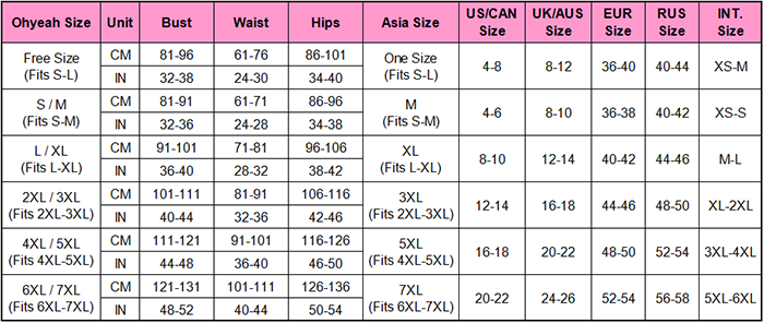 Xl Dress Size Chart