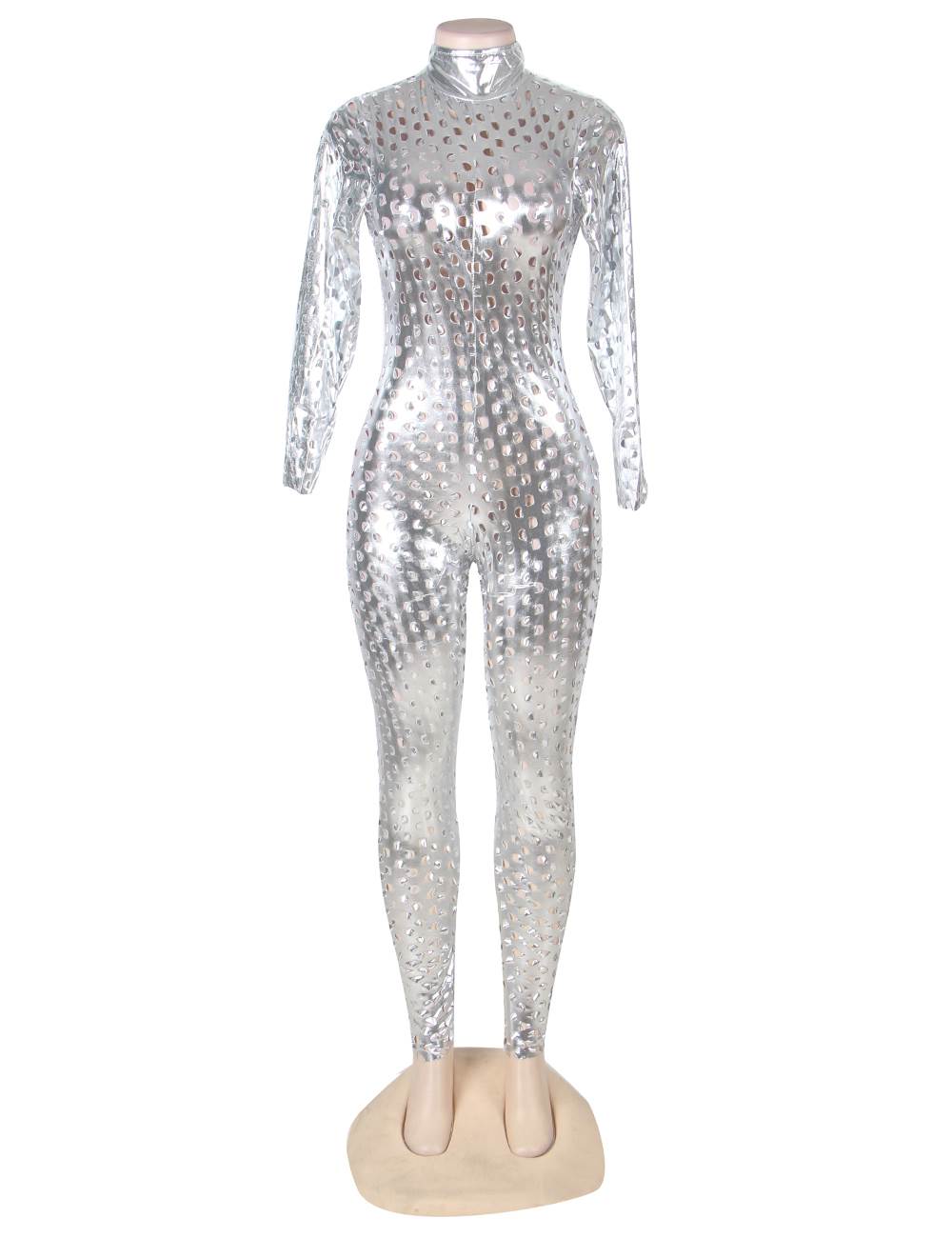 Cheap price wholesale Silver Leather Bodysuit,Silver Sexy Leather Bodysuit for women