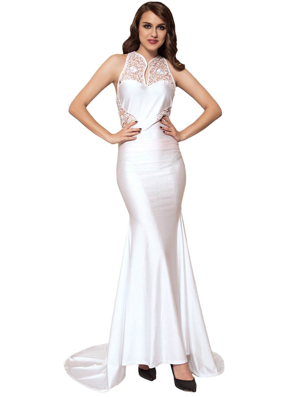 sleeveless high neck gown
