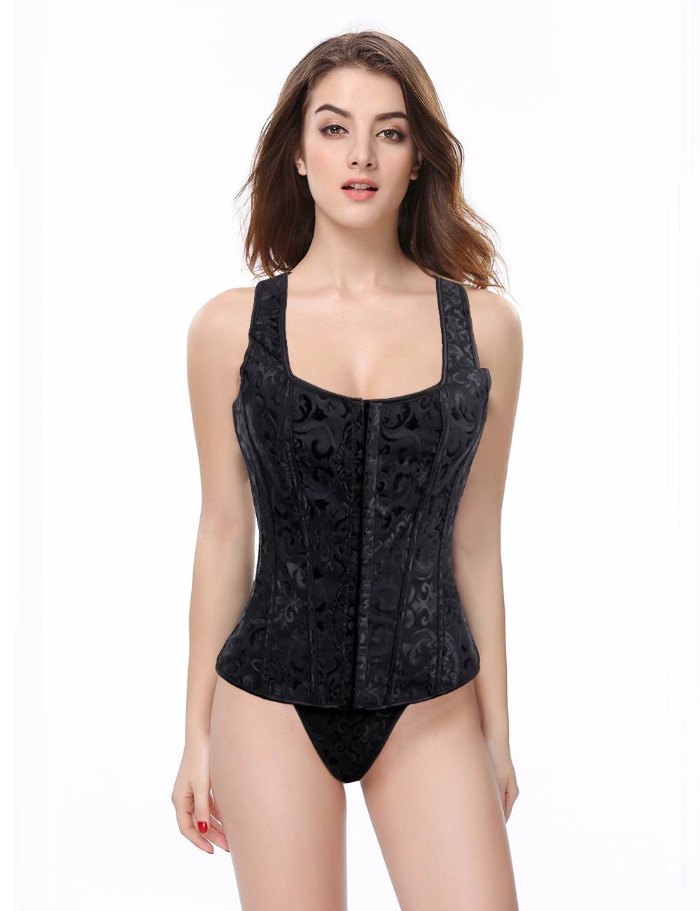 Black Bustier Corset Bodysuit with Thong Ohyeah