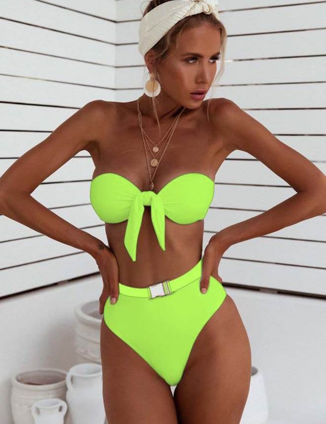 Yellow Sexy Summer Women High Waist Bikini Set Ohyeah