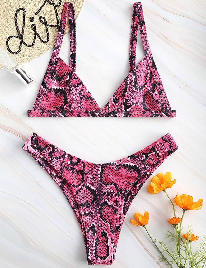 Pink Snakeskin Print Bikini Set | Ohyeah