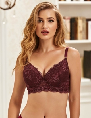 Red Red High Quality Lace Comfortable T-shirt Bra