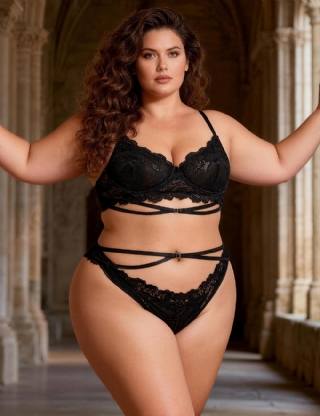 Black Floral Lace Adjustable Strap Underwire Bra Set