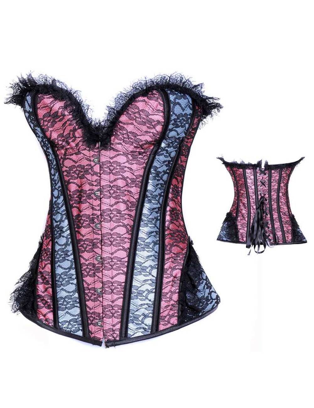 Romantic Satin Corset Print Lace Overlay Wholesale Online 
