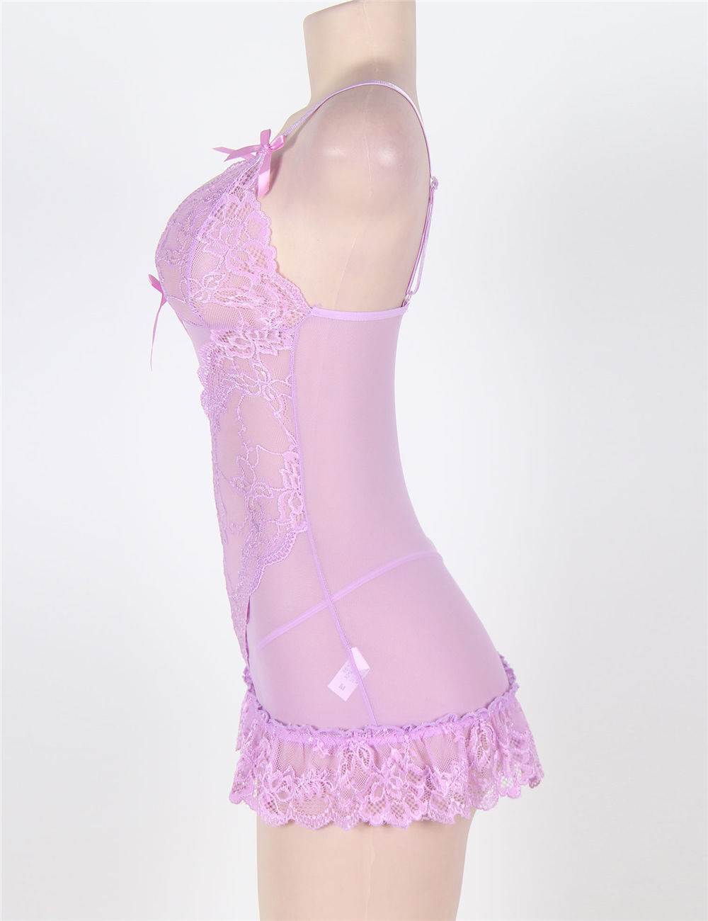 Sexy Flossy Light Purple Lace Lingerie Set Wholesale