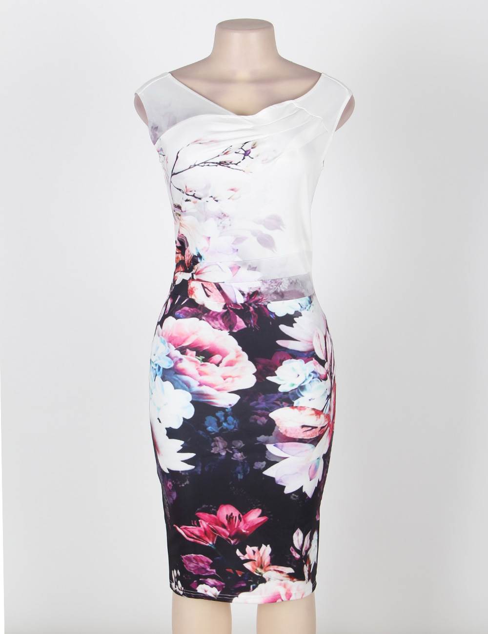 Elegant Wholesale Sleeveless Tempting Colorful Print Bodycon Dress