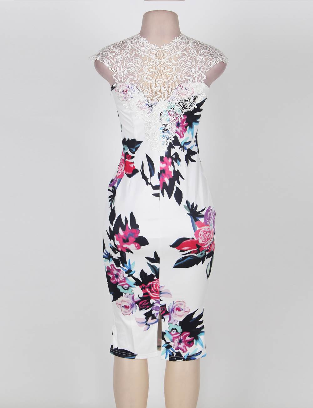 lauri white deep v lace bodycon