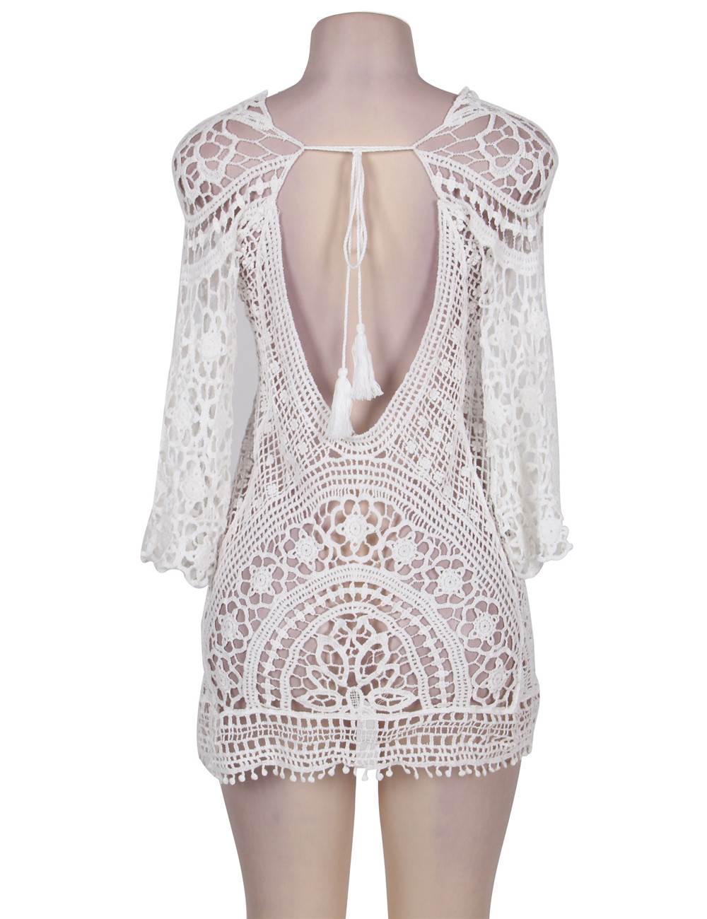 Knitted Hollow Out White Beach Dress Ohyeah