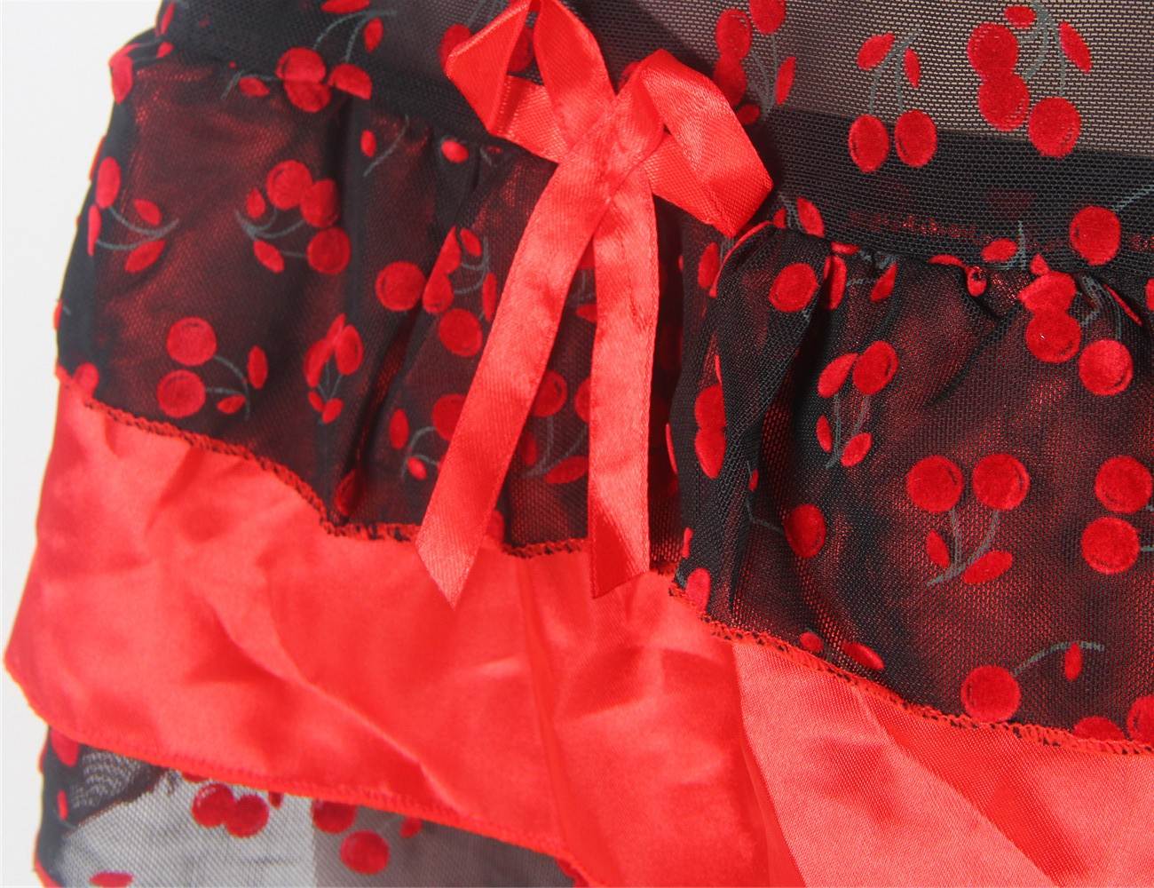 Wholesale Sexy Ruffle Red Dot Print Babydoll Dress Online