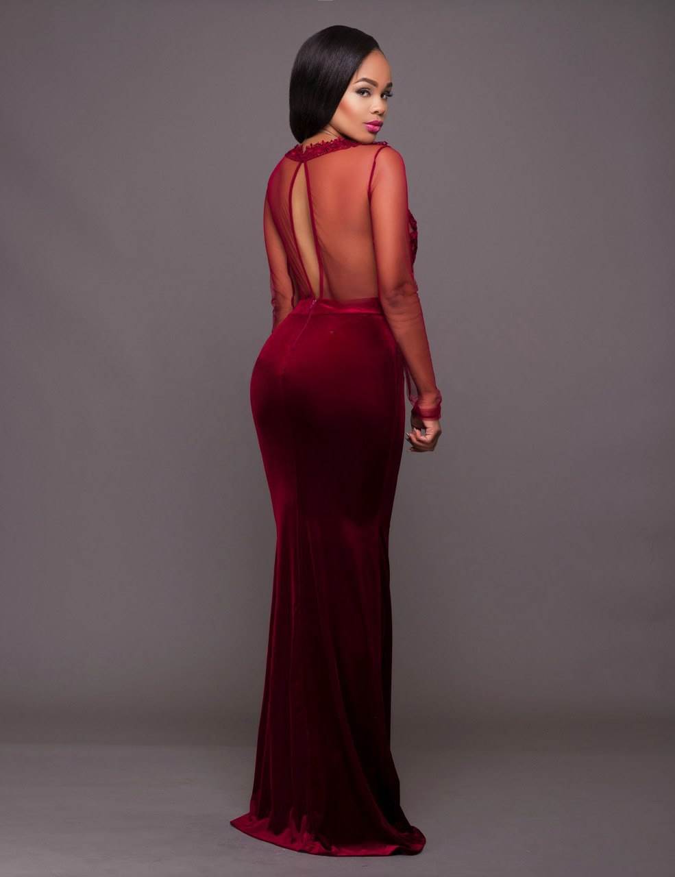 red mesh gown