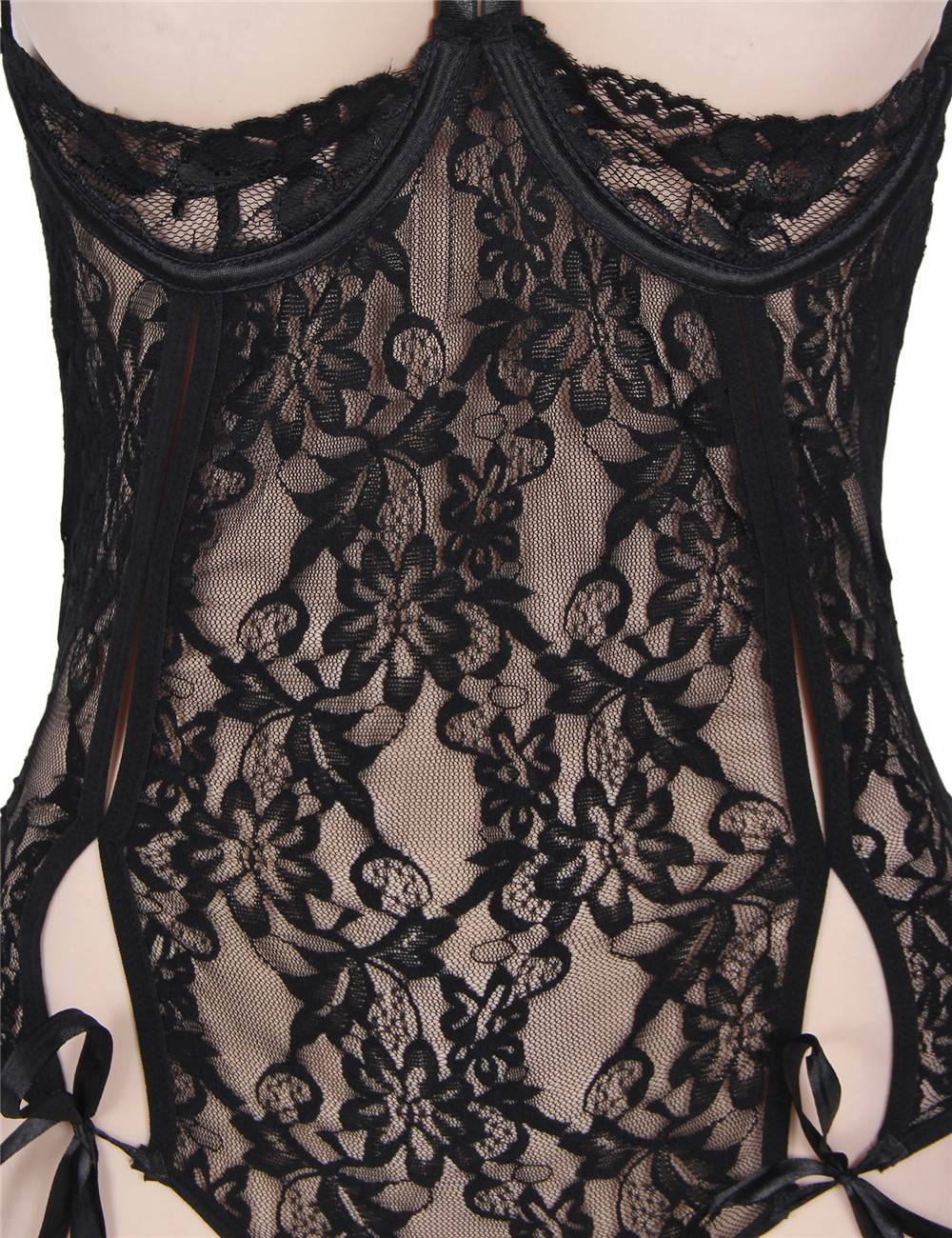 Adult Sex Black Lace Open Bust Teddy