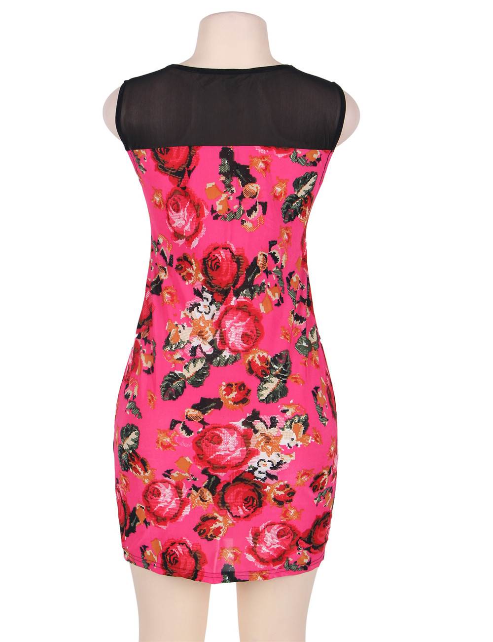 In Stock Short Sleeve Pink Flower Print Dresses