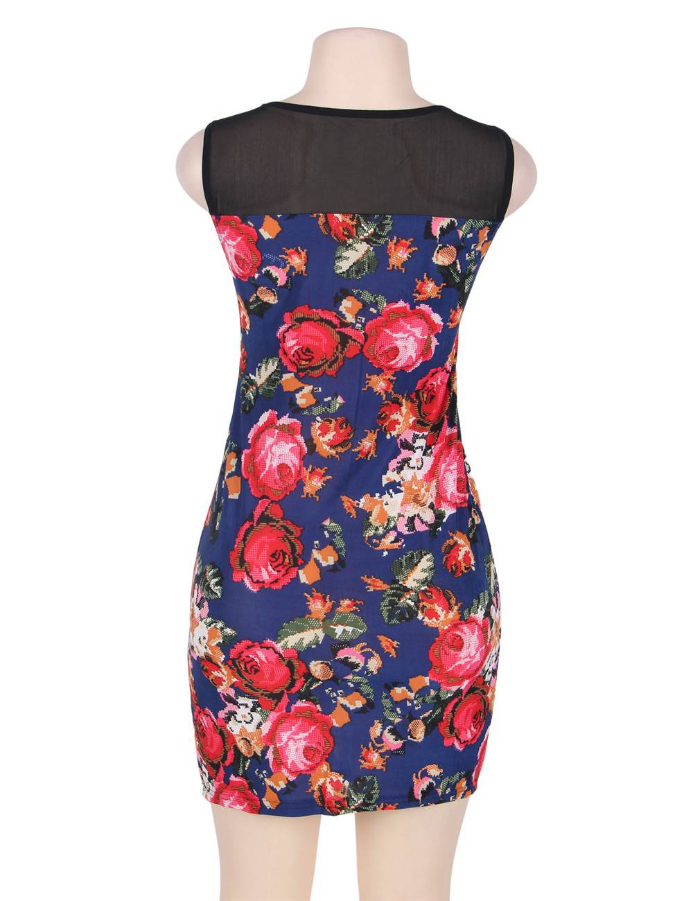 Fashionable Navy Flower Short Sleeve Print Dresses