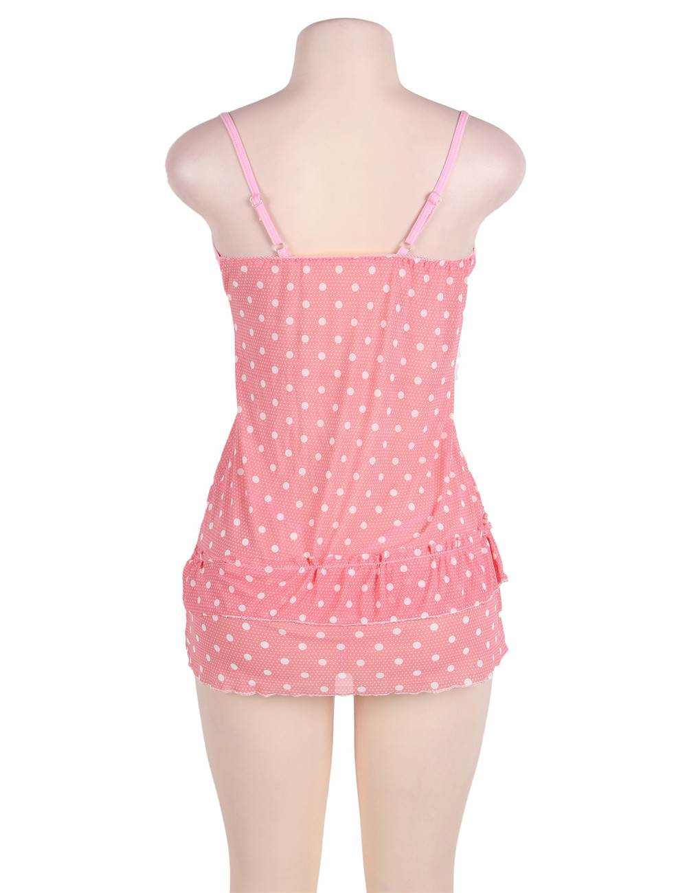 Womens Sweet Pink Polka Dots Sexy Babydoll