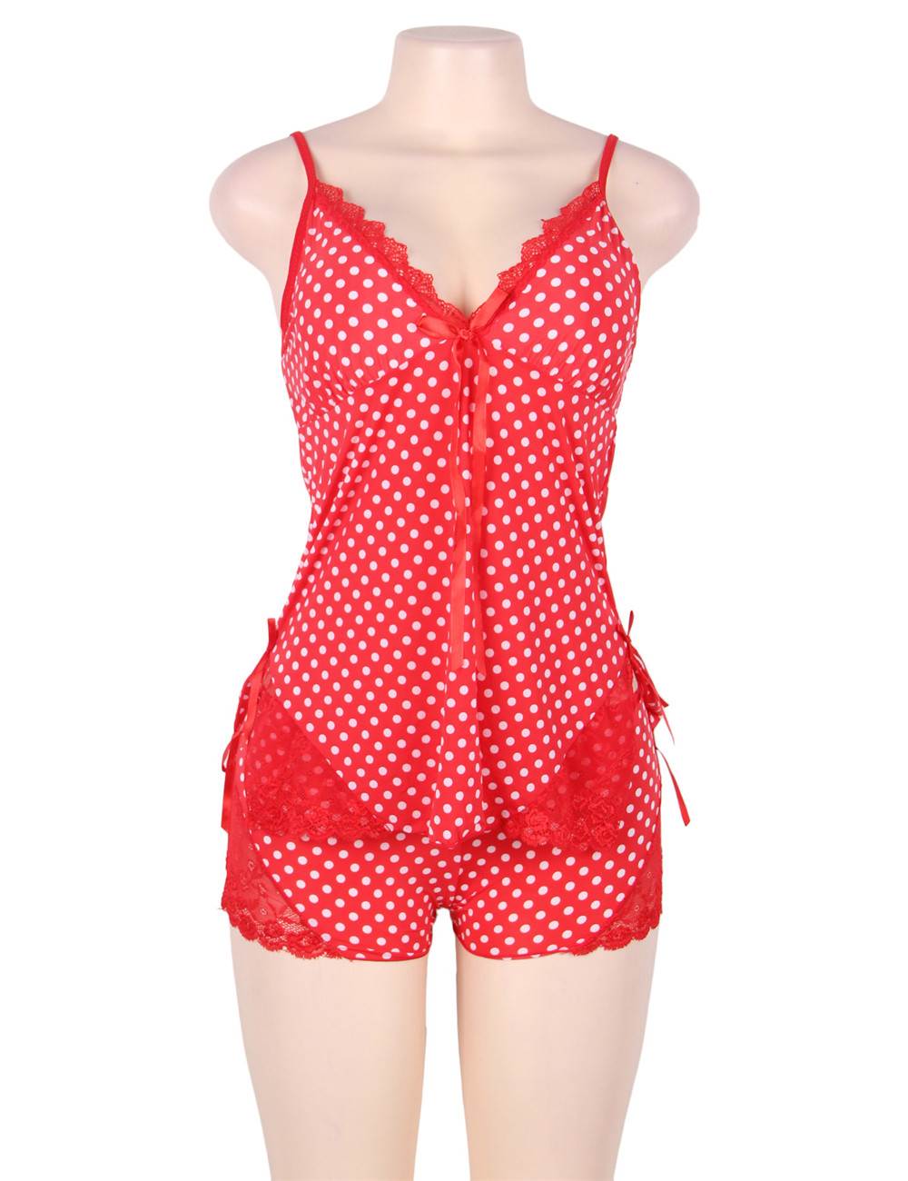 US$4.5 Sweet Sexy Red Polka Dots Babydoll