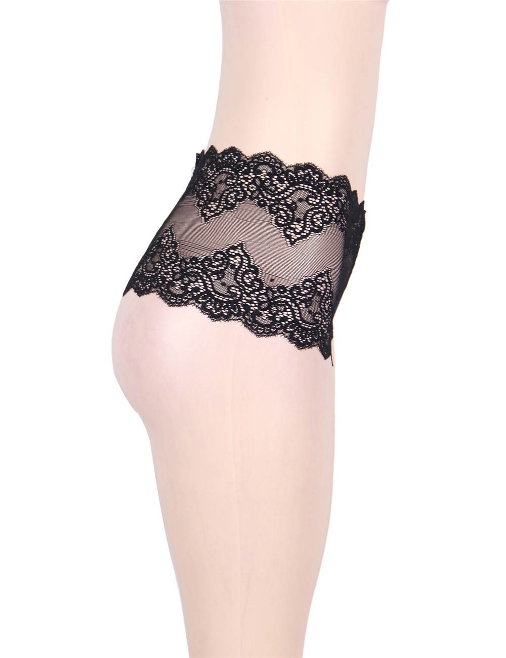 Plus Size Sexy High Waist Floral Lace Black Panty Ohyeah