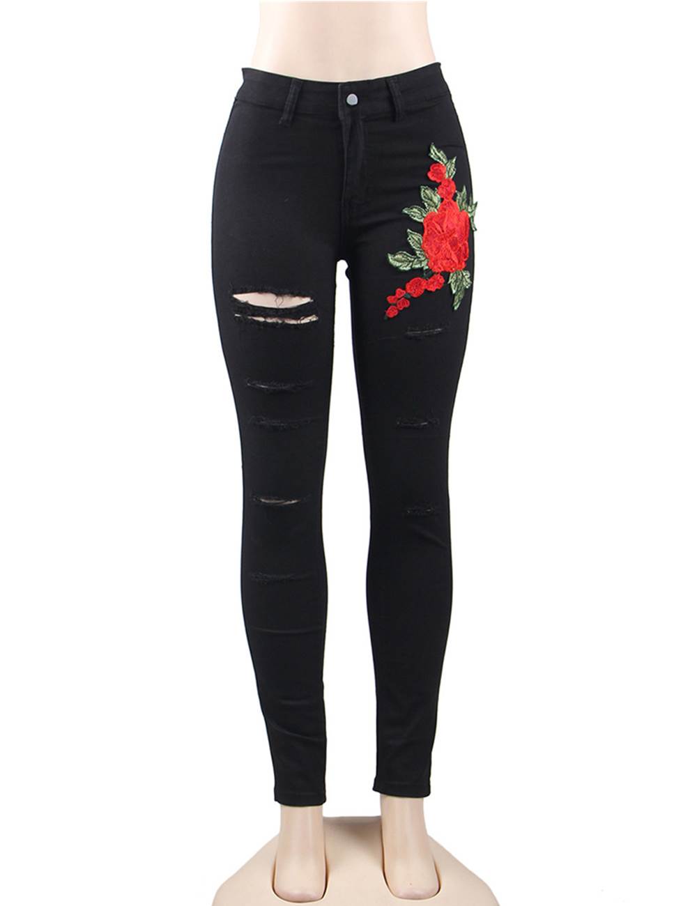 Top Design Embroidery Ripped Women Jeans | Ohyeah
