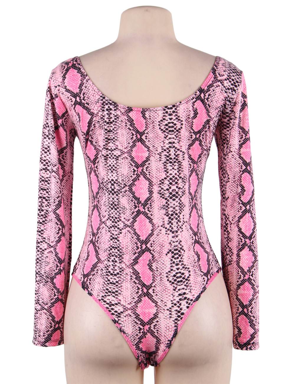 Charming Snakeskin Design Long Sleeve Bodysuit Ohyeah888