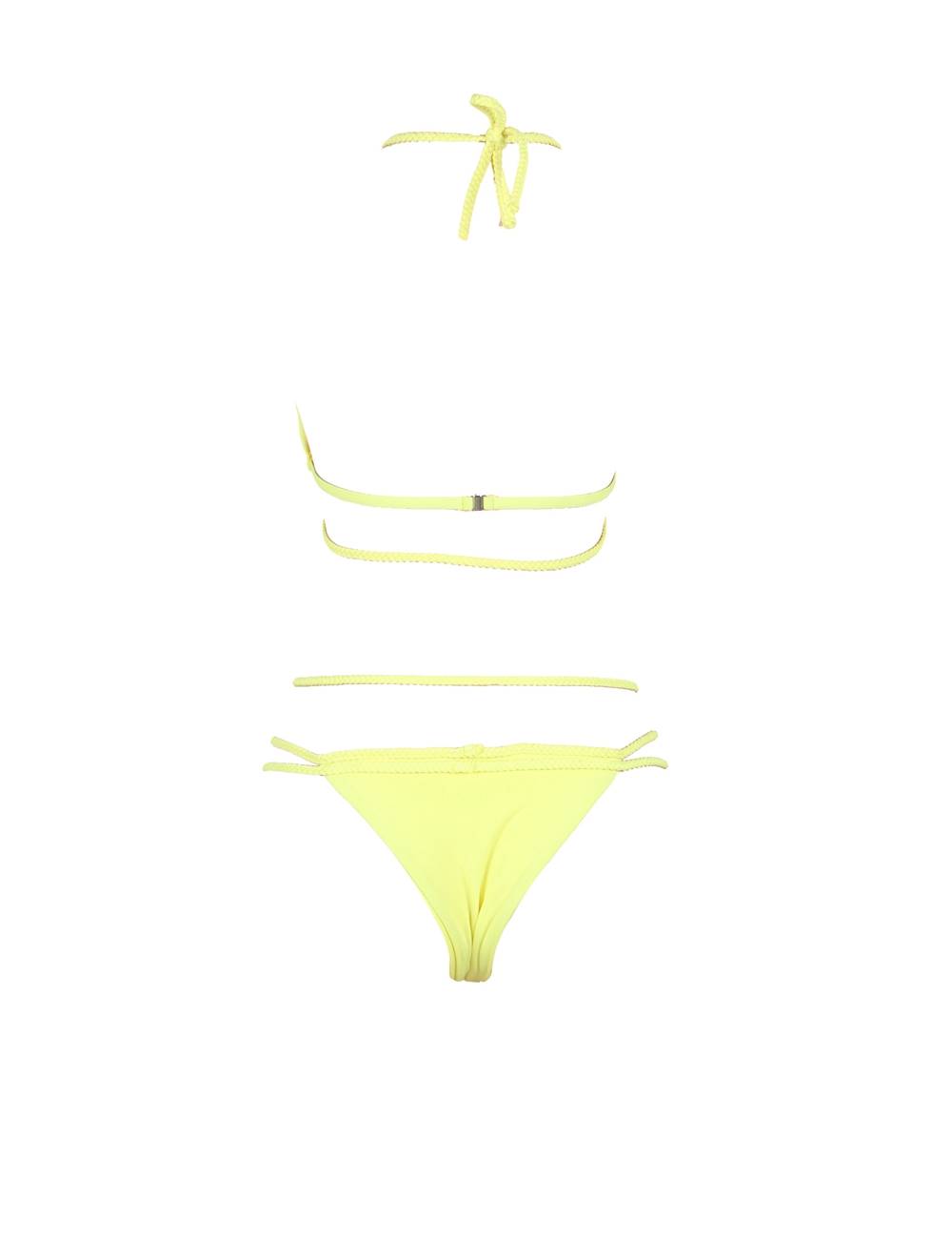 Adult Stylish Sexy Summer Women Yellow Braided Bikini Set
