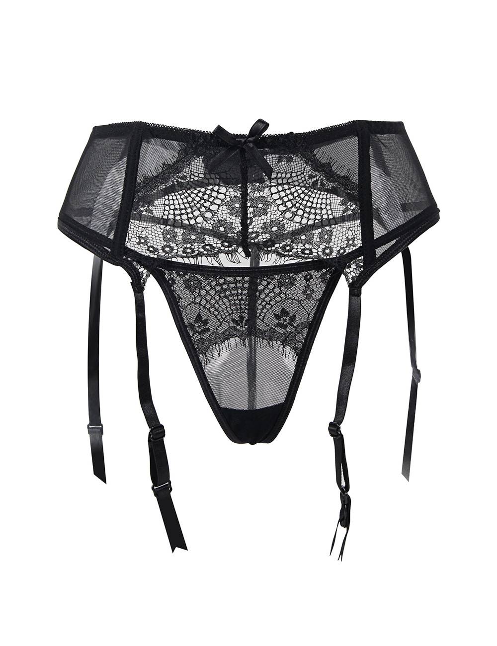 Black Sexy Transparent Lace Garter Panty | Ohyeah