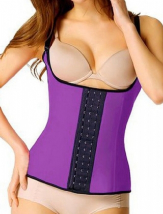 Purple Steel Boned Latex Waist Trainer Vest